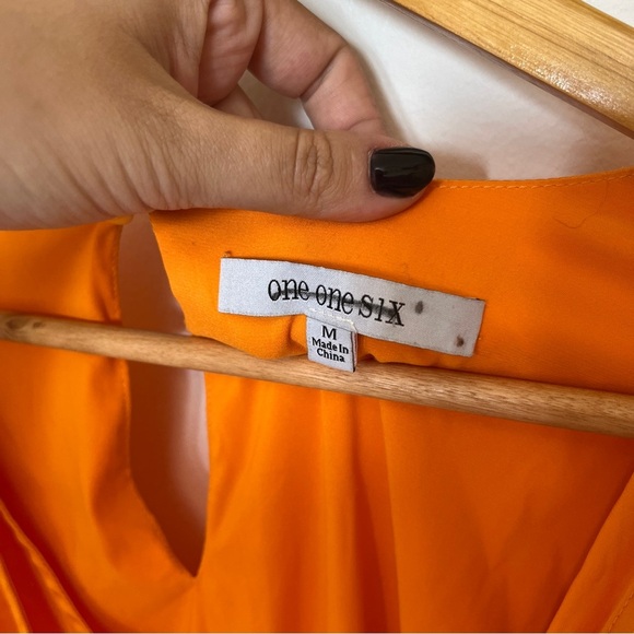 One One Six Orange Front tie Satin Mini Dress Women Size Medium - Picture 6 of 9